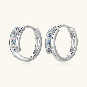 Boucles d'oreilles rondes en argent sterling 925 plaqué or Moissanite, mode cycle <span class=keywords><strong>vertueux</strong></span> Huggies pour femmes - Product Image 2