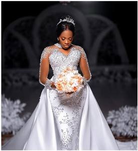 Abito da Sposa a Sirena Taglie Forti con Strass 2 in 1 con Strascico Staccabile Abito da Sposa a Sirena con Strass Abito di Lusso - Product Image 2