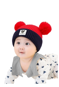 Soft Warm Baby Kids Knitting Hat Cotton Beanie Hat With Big Pompom Hat - Product Image 3