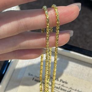 Collier à motif S999 de style vintage, design tendance, en argent pur plaqué or, pour superposer et porter - Product Image 4