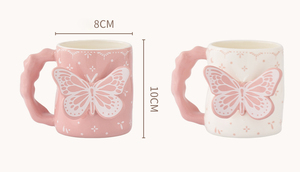 Taza de <span class=keywords><strong>Porcelana</strong></span> Creativa con Diseño de Mariposa <span class=keywords><strong>Rosa</strong></span>, 500 ml, Reutilizable, Linda, Moderna, Apta para Lavavajillas y Microondas, Regalo de Boda - Product Image 2