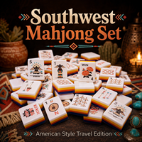 Élégant ensemble de sacs fourre-tout Mahjong américains avec motif cercle concentrique doré, sac de transport en toile blanche et pochette à accessoires pour cadeau