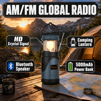 DF-583 Wasserdichter Lautsprecher AM/FM-Radio mit Eingebauter Solarlampe und Handkurbel-Radio-Taschenlampe für Camping und Wandern