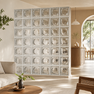 Blocco di Vetro Traforato con Motivo Solare 190x190x80mm, Mattone di Vetro Trasparente Insonorizzato per Divisorio in Stanza Disponibile - Product Image 6