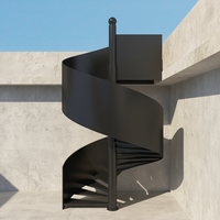 Escalera de Caracol Metálica Moderna con Panel Lateral Cerrado y Placa de Protección Alta de Acero al Carbono para Exteriores, Lista para Instalar, Precio al por Mayor