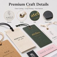 Étiquettes personnalisées pour vêtements, en papier ou en tissu, avec logo imprimé et cordon, pour l'emballage de marques de vêtements
