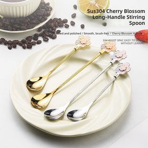 <span class=keywords><strong>Cucchiaino</strong></span> da caffè/tè in acciaio inossidabile 18/10 con manico a forma di fiore di ciliegio e logo personalizzato, color oro/<span class=keywords><strong>argento</strong></span>, per dessert. - Product Image 4