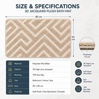 Tappetino da Bagno in Jacquard 3D 50x80cm, Ecologico, Antiscivolo, Assorbente, con Etichetta Privata e Confezione Personalizzata, Supporto OEM ODM