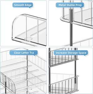 Clear Heightened Foldable Stackable 2-Tier <b>Desk</b> <b>Organizer</b> Paper & Letter/A4 Tray Storage Office File Folder Holder - Product Image 3