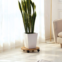 Support pour plantes, plateaux amovibles pour fleurs en bois, 30cm, support rond Durable pour Pot, roues pour plantes