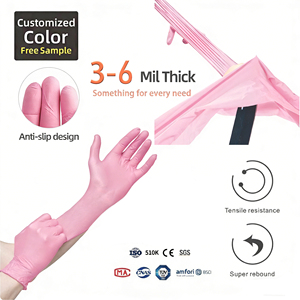 6Mil科学一次性产品触摸屏纹身粉色腈洗涤手套guantes de nitrilo negro - Product Image 3