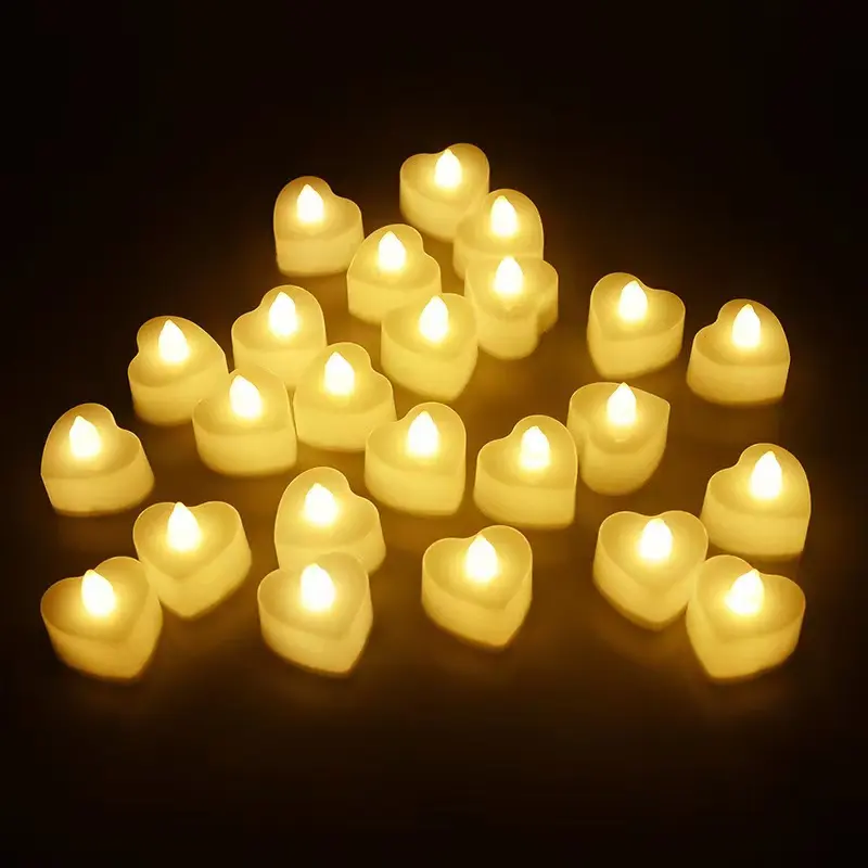 Bougies LED colorées en forme de cœur sans flamme avec bougies de thé romantique pour les célébrations de mariage et d'anniversaire