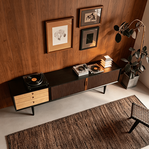 Mid-Century Modern Fluted Wood <b>TV</b> <b>Stand</b> with Drawers, Media Console for Living Room - Product Image 6