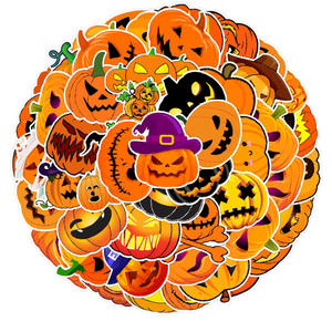 50pcs Halloween <span class=keywords><strong>jack</strong></span>-o '-lantern graffiti autocollants <span class=keywords><strong>valise</strong></span> <span class=keywords><strong>voiture</strong></span> cahier planche à roulettes étanche autocollants décoratifs en gros - Product Image 1