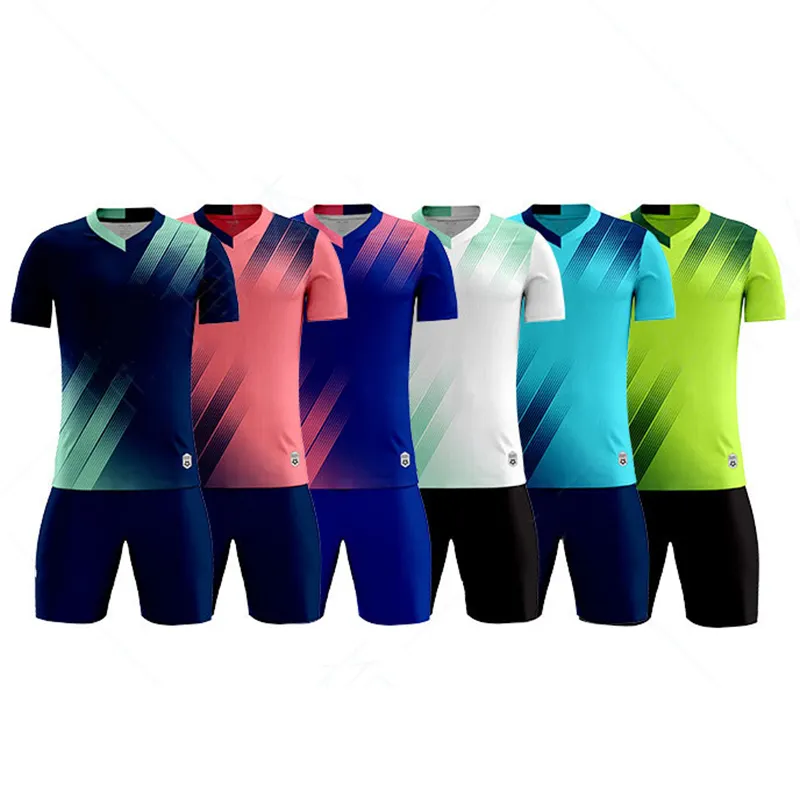 Gradiente impressão sublimação personalizado futebol jersey Futebol Jersey Up e Down Gradiente Futebol Jersey Set futebol desgaste