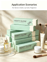 Boîte d'emballage cosmétique oblongue en carton biodégradable, recyclable, faite à la main, auto-érectible, avec poignée pour téléphone portable
