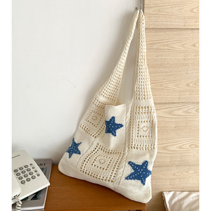 Borsa tote da spiaggia personalizzata in tessuto, con ricamo a forma di granchio oceanico, borsa a tracolla portatile in maglia, borsa tote da spiaggia all'<span class=keywords><strong>uncinetto</strong></span> fatta a mano - Product Image 6