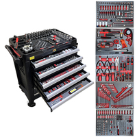 Ensemble d'outils automobiles de 352 pièces avec 5 plateaux en mousse EVA, chariot à outils en acier, kit de clés à douilles CR-V pour la réparation automobile