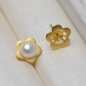 Aretes Cuadrados de Plata S925 Hechos a Mano, Accesorio para DIY, Soporte Hueco para Perlas Semiterminadas de 10mm, 2828 - Product Image 2