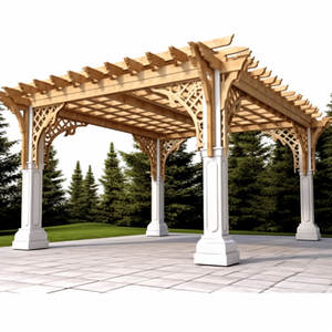 <span class=keywords><strong>Gazebo</strong></span> Moderno in GRC (Fibra di Vetro Rinforzata) per Esterni, Decorativo, in Cemento Color Sabbia con Effetto Legno - Product Image 4