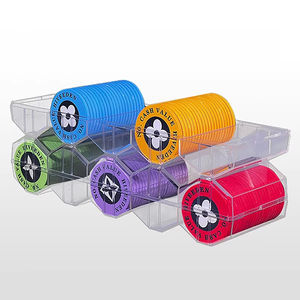 100 Chips Acrylique Poker Chip Trays Case-Boîte à jetons de casino transparente avec couvercle Holder Protector Acrylique Poker Chip Cases - Product Image 3