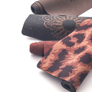 Custom Print Private Label Anti-slip Eco Friendly TPE <b>Rubber</b> Cork Yoga Mats with 183x61cm or Customized Size & 2-6mm Thickness - Product Image 2