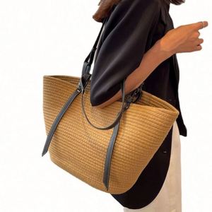 Summer <b>Large</b> Cotton Yarn Braided Handbags New Retro Portable <b>Beach</b> Tote Women Straw <b>Bag</b> - Product Image 1