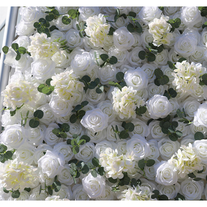 ฉากหลังดอกไม้ประดิษฐ์ผ้าไหมสีขาว กุหลาบ ไฮเดรนเยีย ใบยูคาลิปตัส ขนาด 8x8 ฟุต สำหรับงานแต่งงานและงานวันขอบคุณพระเจ้า - Product Image 6