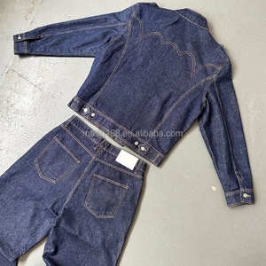 Clothing Custom Outfits Two Piece <b>Denim</b> <b>Jacket</b> Sets Blue Jeans Suit High Quality Washed Vintage <b>Baggy</b> <b>Denim</b> Set Men Custom Logo - Product Image 2