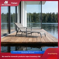 Chaise longue d'extérieur en métal imperméable pour hôtel, piscine, plage, terrasse, en textilène et fer forgé, modèle JM-PS-T608