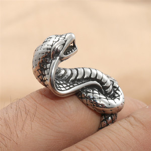 Snake <b>Ring</b> Men's Stainless Steel Animal Shape Punk Style Gift Jewelry <b>Large</b> Silver US Size 21027 - Product Image 3