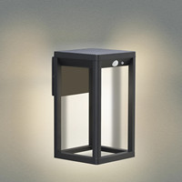 Lumière murale extérieure solaire à LED moderne en aluminium moulé sous pression, étanche, noire, avec détecteur de mouvement
