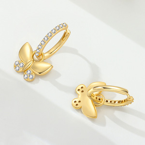 Pendientes/argollas de mariposa de latón blanco desmontables, muy vendidos, regalo original y exclusivo para chicas - Product Image 4