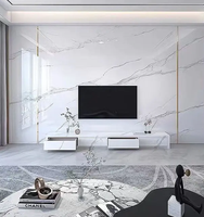 Panel de Pared de Mármol UV de Alto Brillo, Tablero de Cristal de Carbono para Instalación de Paredes de TV Contemporáneas