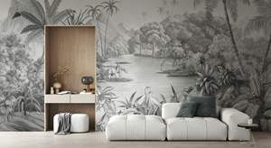 Adesivi <span class=keywords><strong>Murali</strong></span> Personalizzati <span class=keywords><strong>Foresta</strong></span> Tropicale per Sfondo Divano e TV in Soggiorno, Carta da Parati per Hotel, Murale - Product Image 3