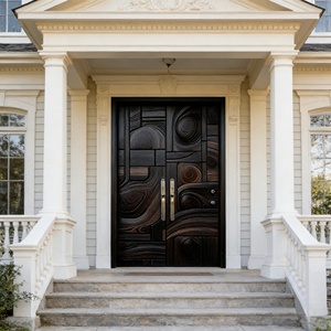 Puerta de Entrada Exterior de Madera Maciza Tallada, Puerta de Seguridad de Lujo Hecha a Mano para Villa y Exteriores Residenciales - Product Image 4