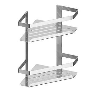 Étagère de douche d'angle double chromée, largeur 29,5 cm, hauteur 39,6 cm, support de rangement pour salle de bain - Product Image 1