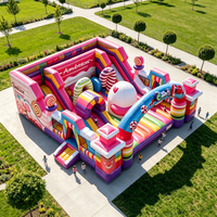 Château gonflable pour enfants et adultes avec double toboggan, structure de divertissement pour fêtes en plein air dans la cour