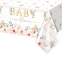 Nappe rectangulaire jetable en plastique Baby Bloom, 3 pièces, motif floral aquarelle rose, fournitures et décorations pour fête de naissance