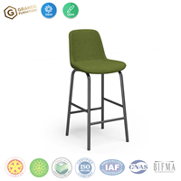 Tabouret de bar moderne et tendance de style nordique, avec assise en tissu et pieds en acier fixes, chaise rembourrée en tissu pour bar à domicile, salle à manger, salon - Vente en gros