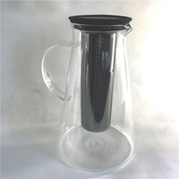 Service à thé moderne de luxe 1800 ml en verre borosilicate transparent fait main avec infuseur en acier inoxydable pour infusion à froid – En stock