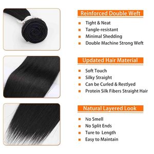 Extensiones de Cabello Humano Virgen de Grado 10A con Cierre, Cabello Peruano Sin Procesar en China, Peluca con Cierre de Encaje para Mujer Negra - Product Image 6