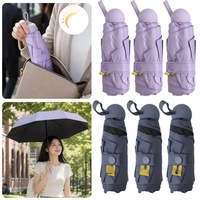 Mini parapluie capsule 5 plis en pongé, protection UV, imperméable, compact, portable, pour femme, extérieur, logo personnalisé, fabricant OEM
