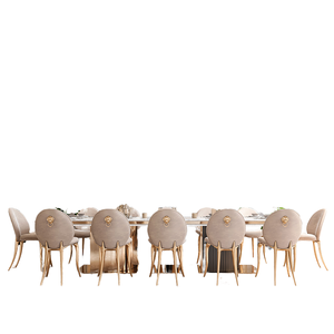 10 Sillas de Comedor Modernas Convertibles de Mármol Blanco de Lujo con 12 Patas Doradas para Uso en el Hogar, Bar y Cocina - Product Image 1
