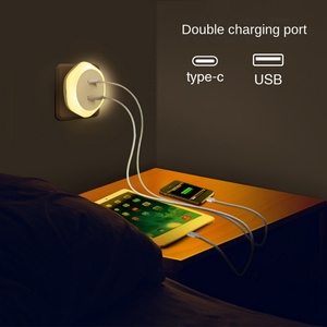 LED Dimming Mini Plug-in Night <b>Light</b> Lamp with Charging <b>Socket</b> - Product Image 2