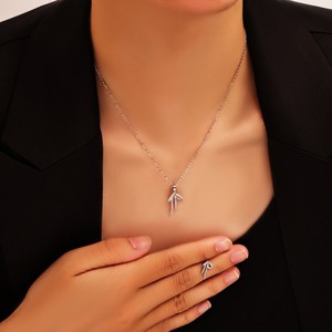 Conjunto de pendientes y collar de cobre con perlas brillantes, joyería de fiesta con microincrustaciones, moda de lujo para mujer - Product Image 2