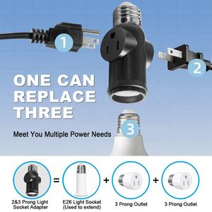 Douille d'extérieur E26 à 2 broches avec interrupteur à tirette et <span class=keywords><strong>prise</strong></span> à trois trous, support de <span class=keywords><strong>lampe</strong></span> en céramique avec douille intégrée - Product Image 3