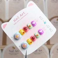 Uñas Postizas Profesionales Hechas a Mano para Niños, Acrílicas, No Tóxicas, en Caja, con Diseño de Osito, Lindas y Modernas, Personalizadas