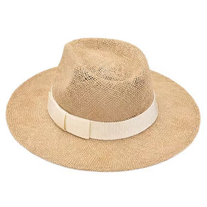 Venta al por mayor de alta calidad de verano mujeres hombres Toquilla rafia playa de ala ancha mar hierba Fedora sombreros de sol falta de color <span class=keywords><strong>Palma</strong></span> Fedora - Product Image 3