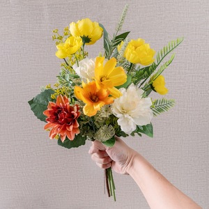 Bouquet de fleurs artificielles CallaFloral Jaune Orange Blanc Plastique Décoration d'intérieur Décoration de mariage CF01462 - Product Image 2
